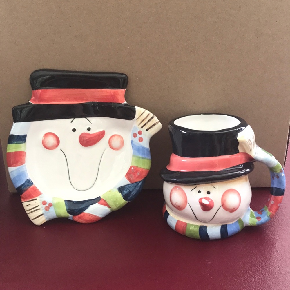 Snowman mug and saucer set